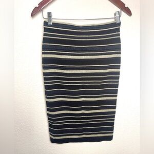 RACHEL Rachel Roy Black & Gold Striped Pencil Skirt